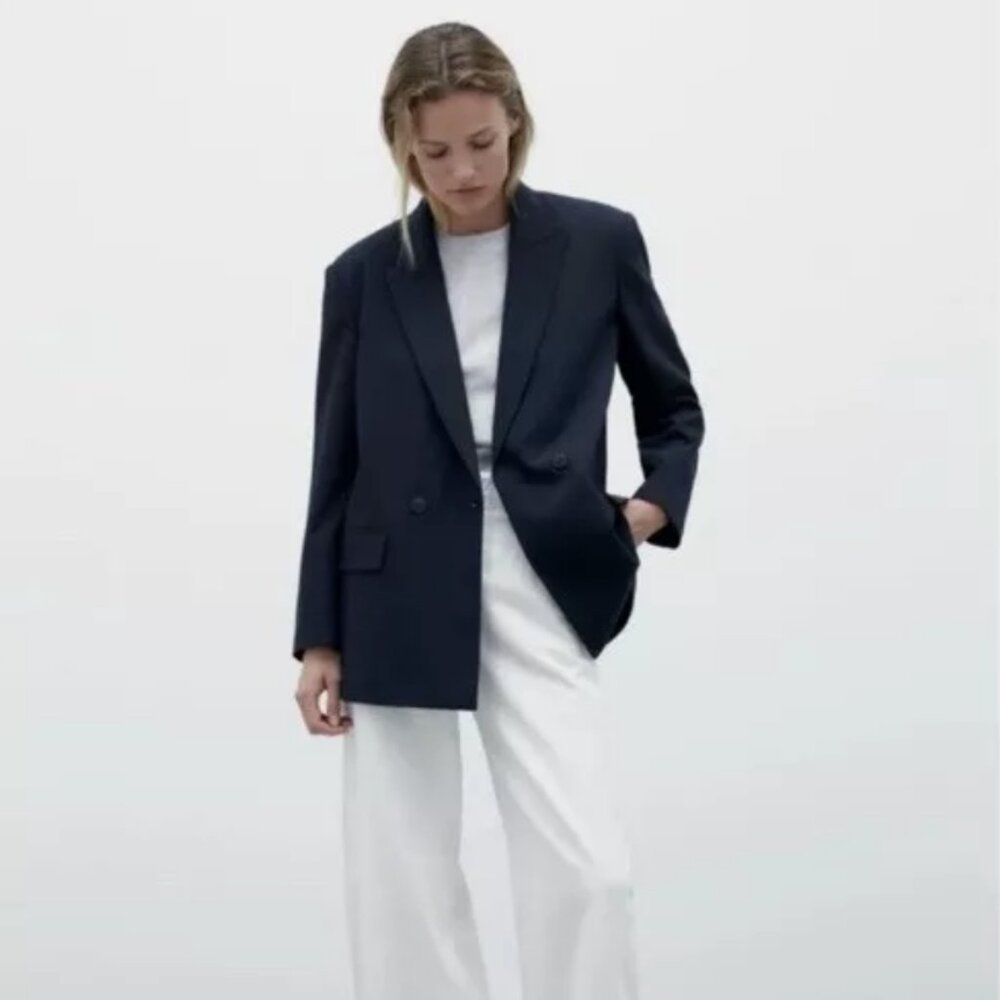 NWOT Zara Draper Double Breasted Suit Blazer  8241/896